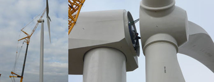 montagem de torres eólicas